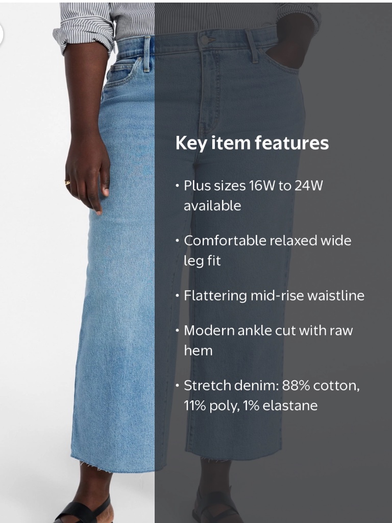 Terra And Sky Women’s Plus Charlotte Wash Wide Leg Ankle Cut Jeans Size 18w Nwt — image 2 of 7